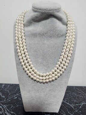 Classic Ivory Triple-Strand Faux Pearl Necklace - Women Jewelry